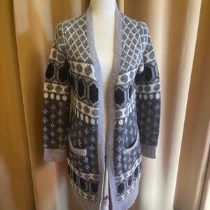 Cynthia Rowley Aztec, Southwestern Geometric Open Cardigan Sweater Size XS